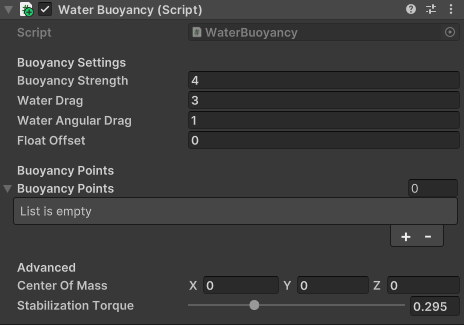 WaterBuoyancy inspector