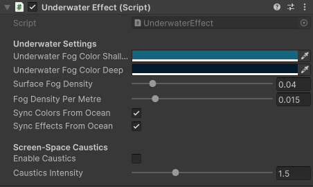 UnderwaterEffect inspector